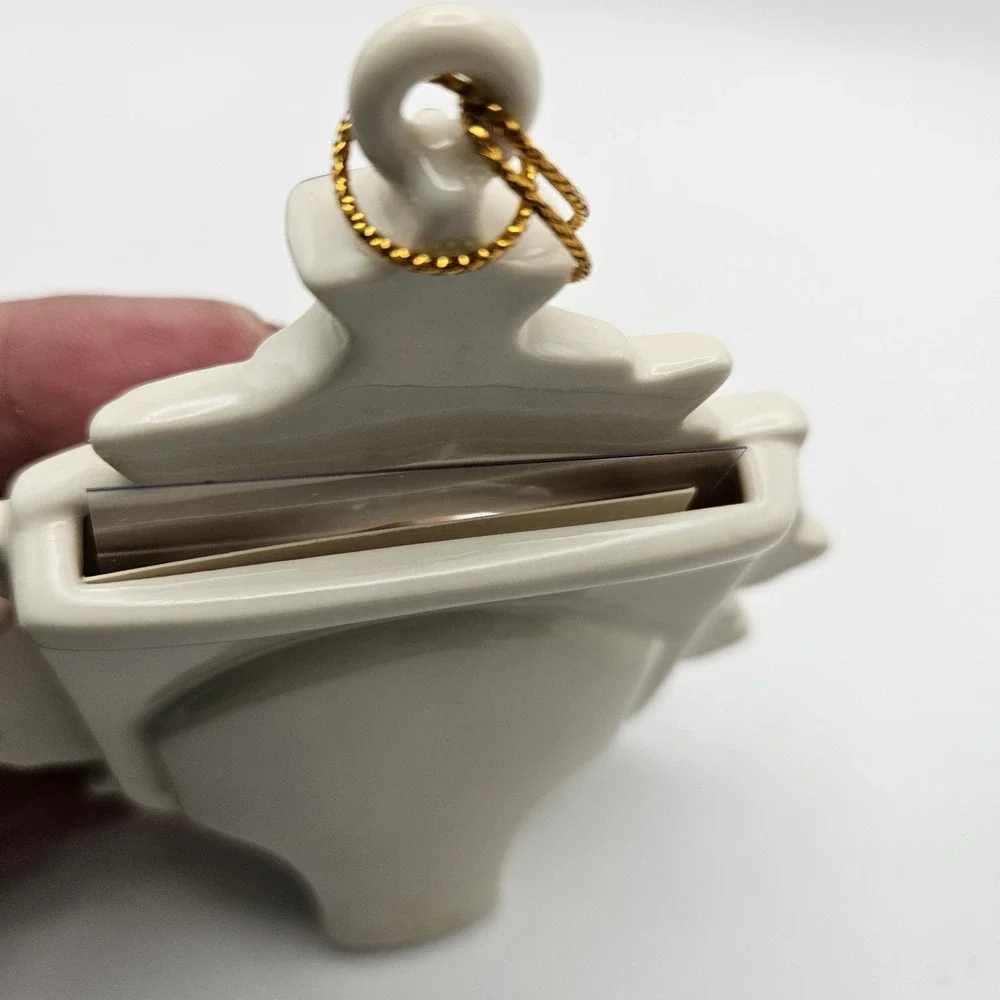 Lenox Christmas Tree Frame Ornament Porcelain Ivory & Gold Handcrafted 2003